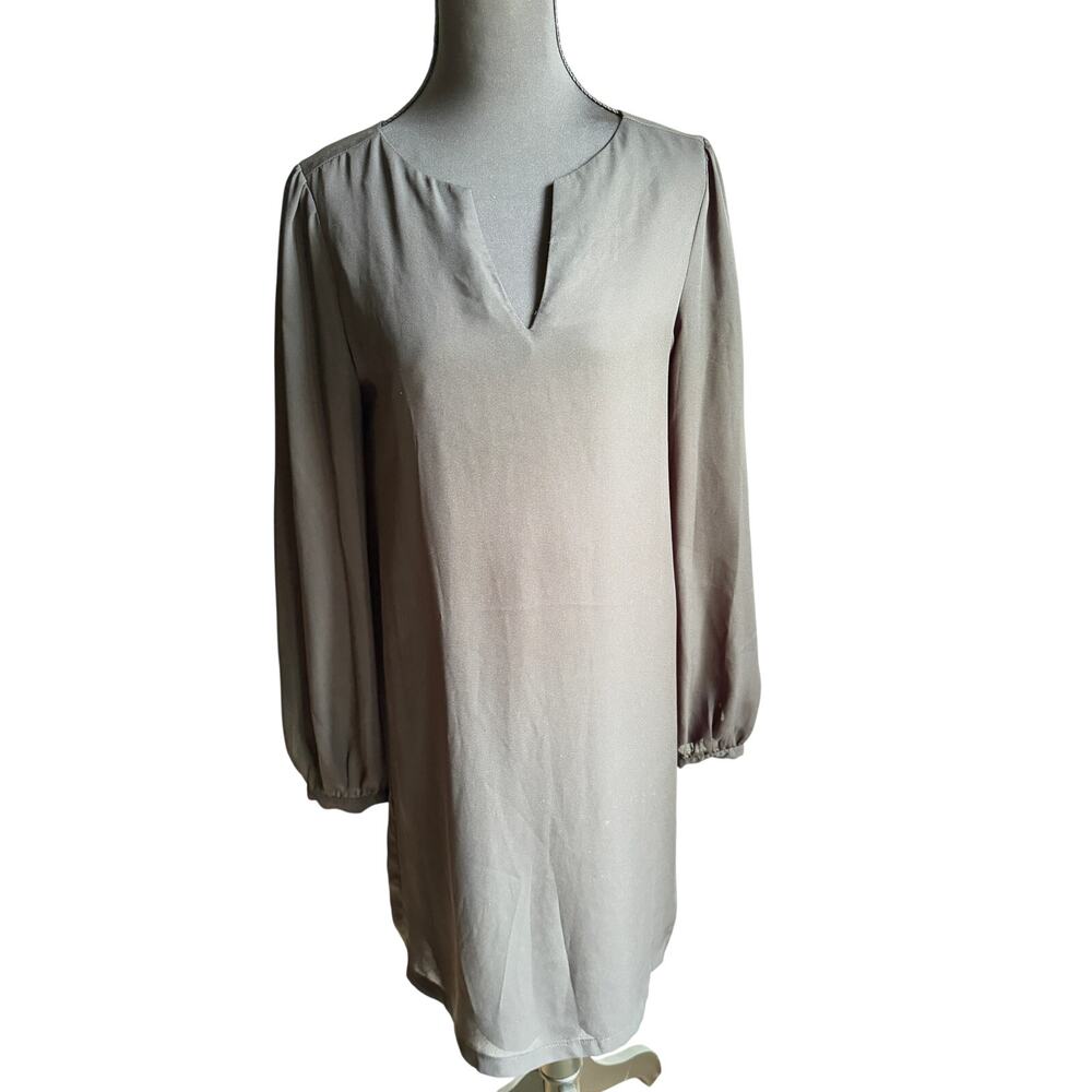 Tinley Road Black Shift Dress Small Sheer Sleeves Minimalist LBD